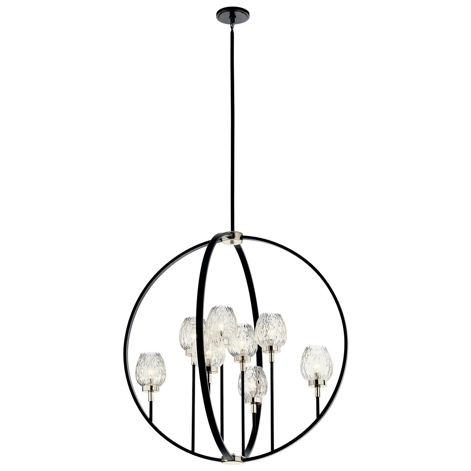 Moyra 8 Light Chandelier in Black on a white background