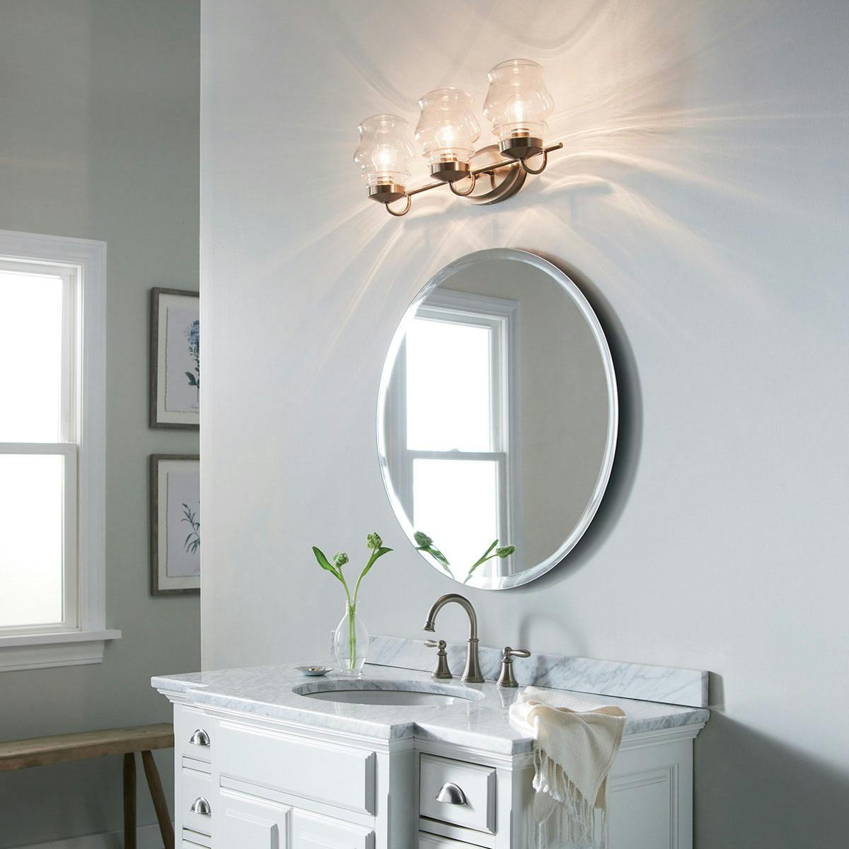 Day time Bathroom featuring Janiel vanity light 55039CLZ