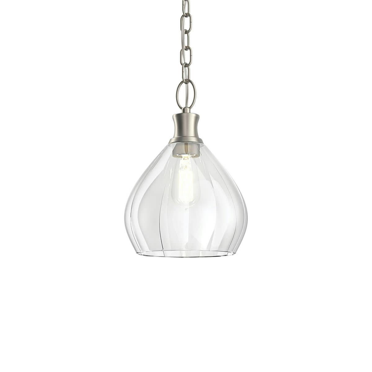 Merriam 8" 1 Light Pendant Brushed Nickel without the canopy on a white background