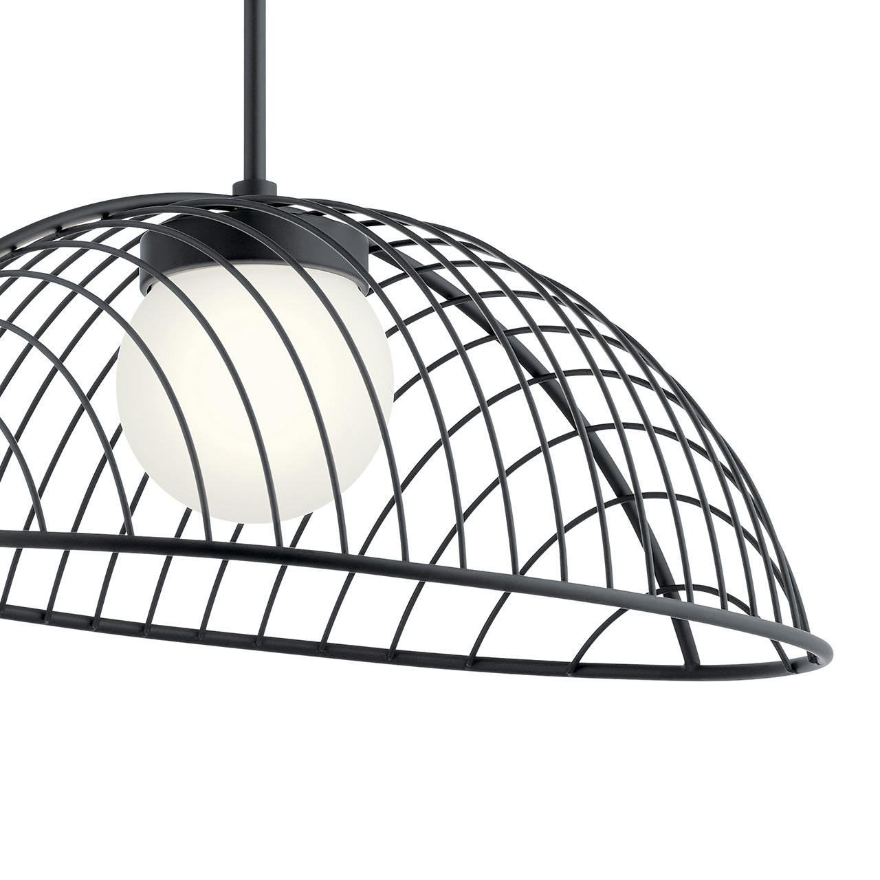 Close up view of the Clevo™ LED 3000K 24" Pendant Matte Black on a white background