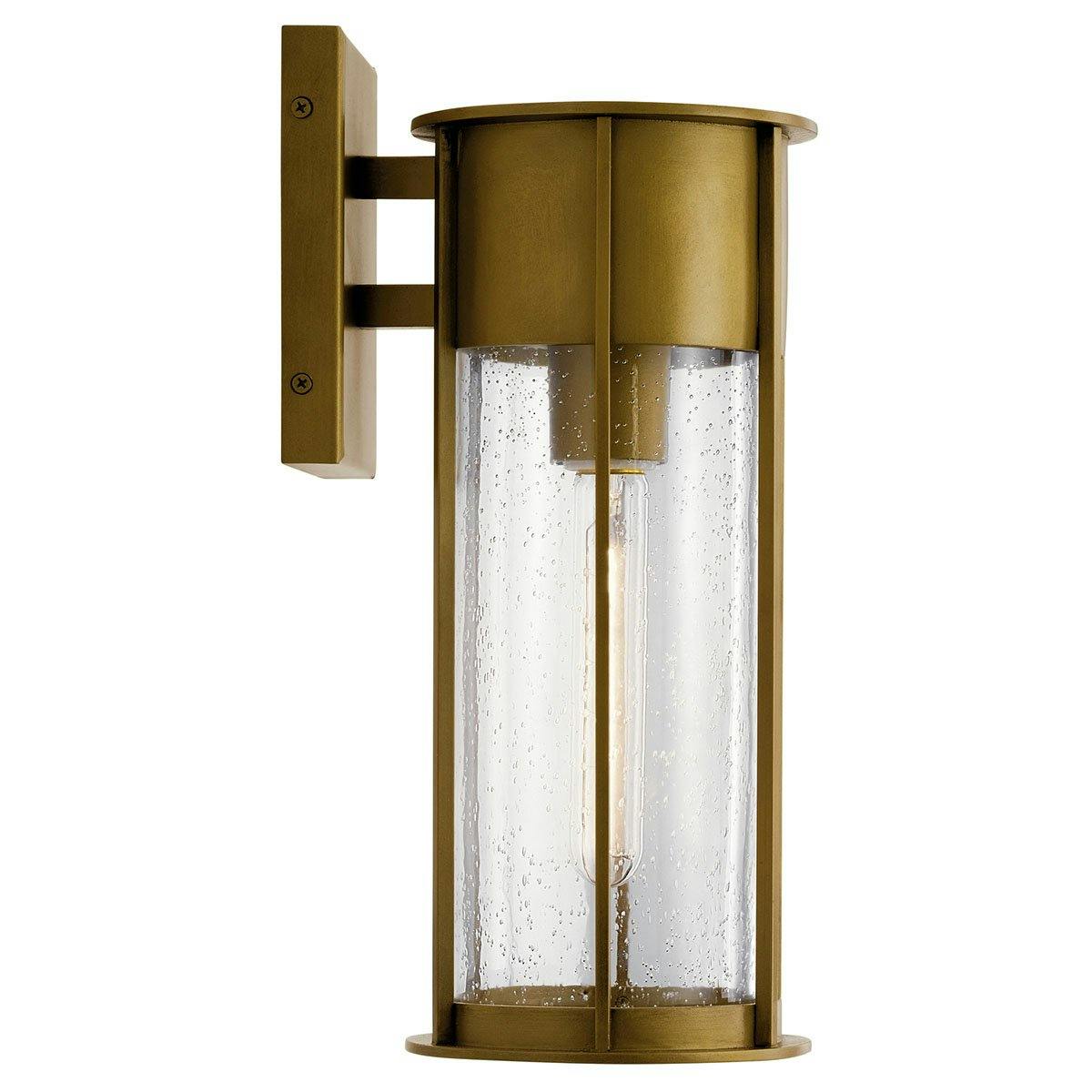 Profile view of the Camillo 15" 1 Light Wall Light Brass on a white background