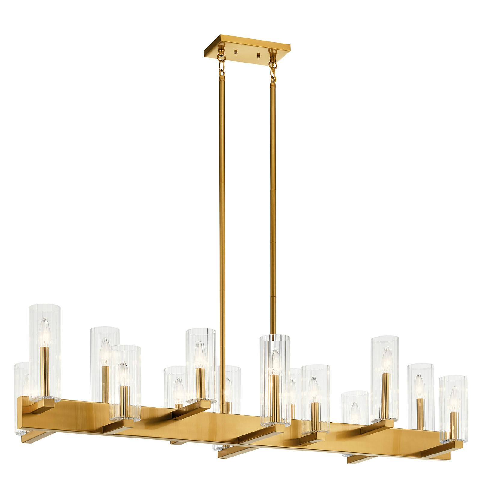 Cleara 14 Light Linear Chandelier Gold on a white background