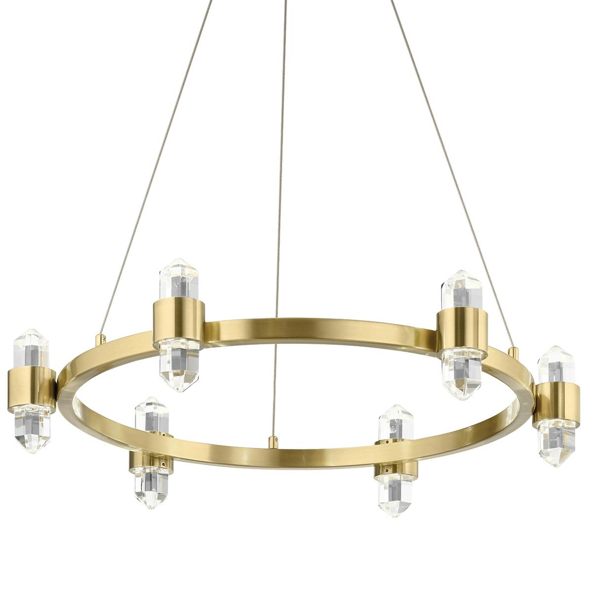 Close up view of the Arabella LED 6 Light Chandelier Gold on a white background