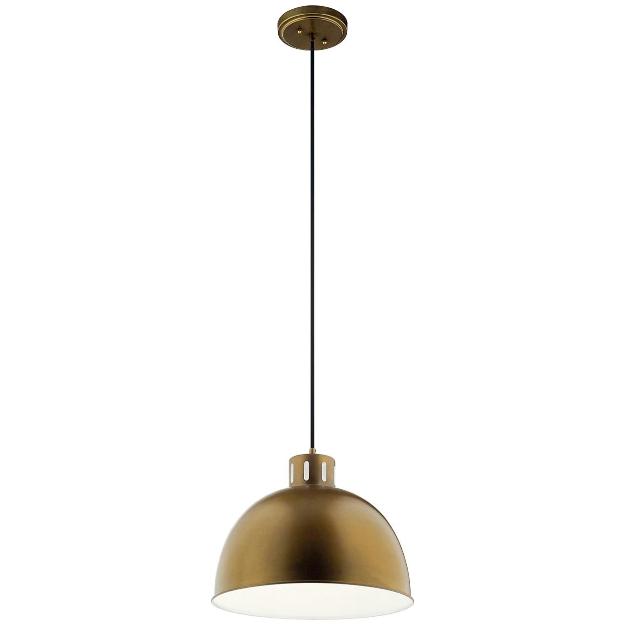 Zailey 15.75" 1 Light Pendant in Brass on a white background