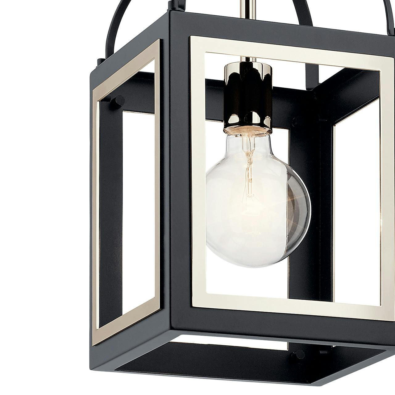 Close up view of the Vath™ 8" 1 Light Pendant in Black on a white background