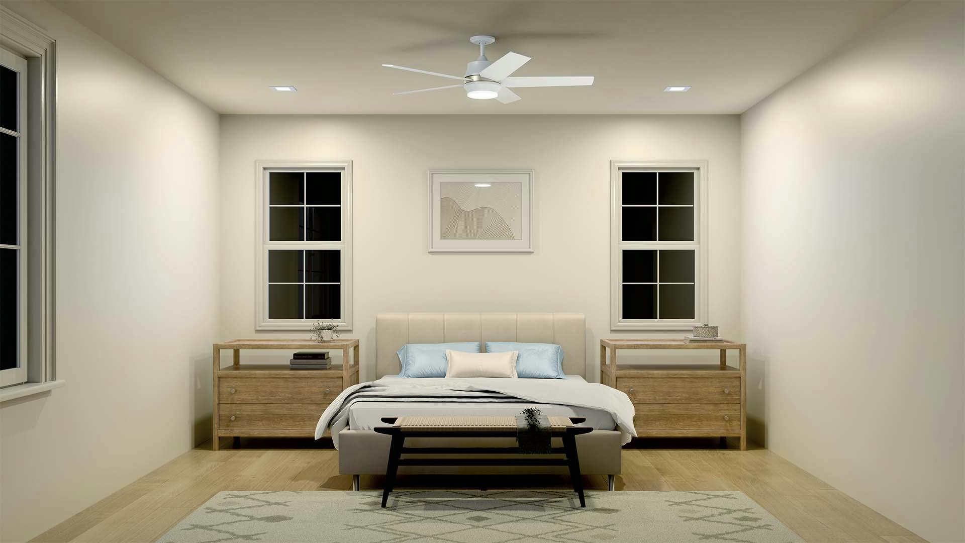 Bedroom with Maeve ceiling fan