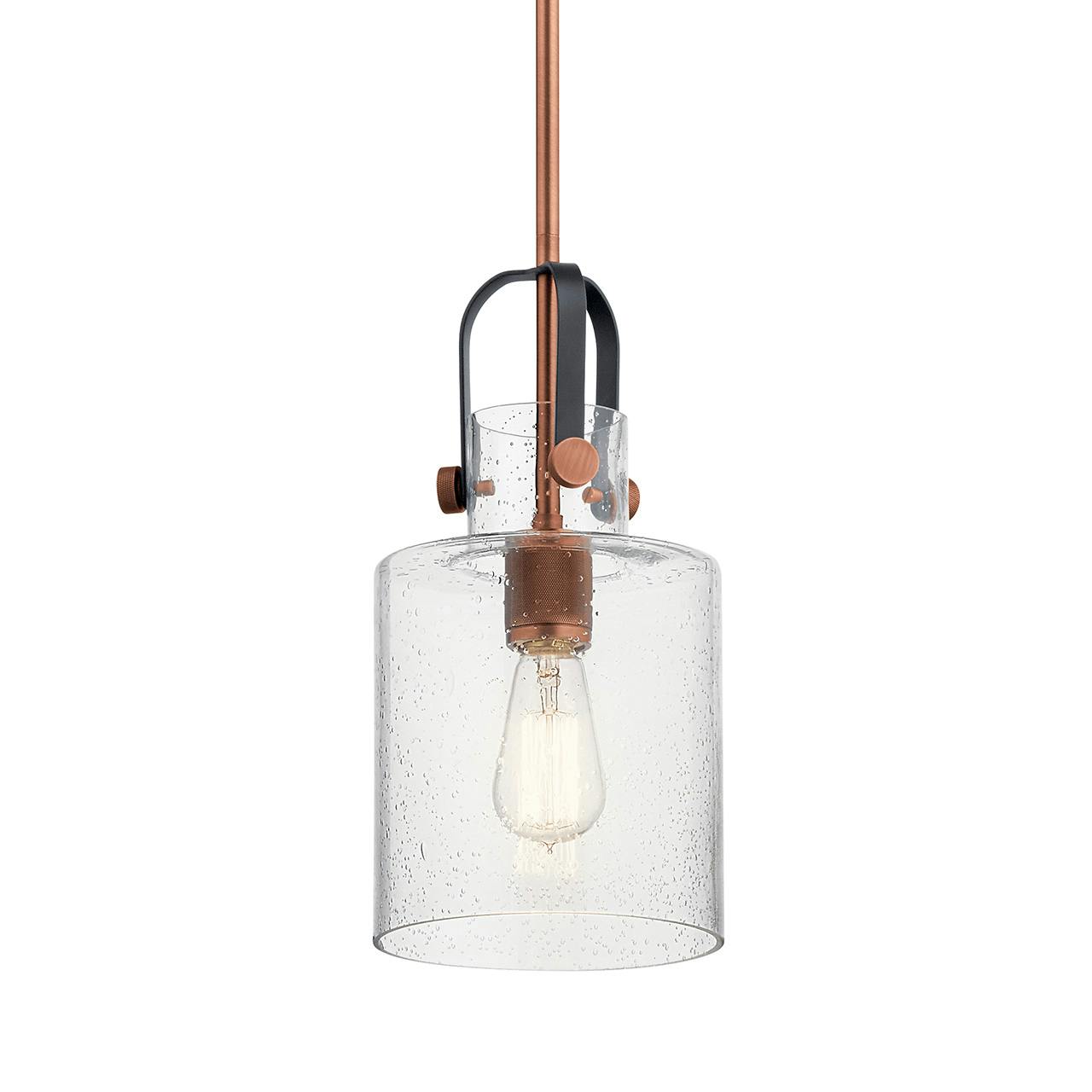 Kitner 1 Light Pendant Black and Copper without the canopy on a white background
