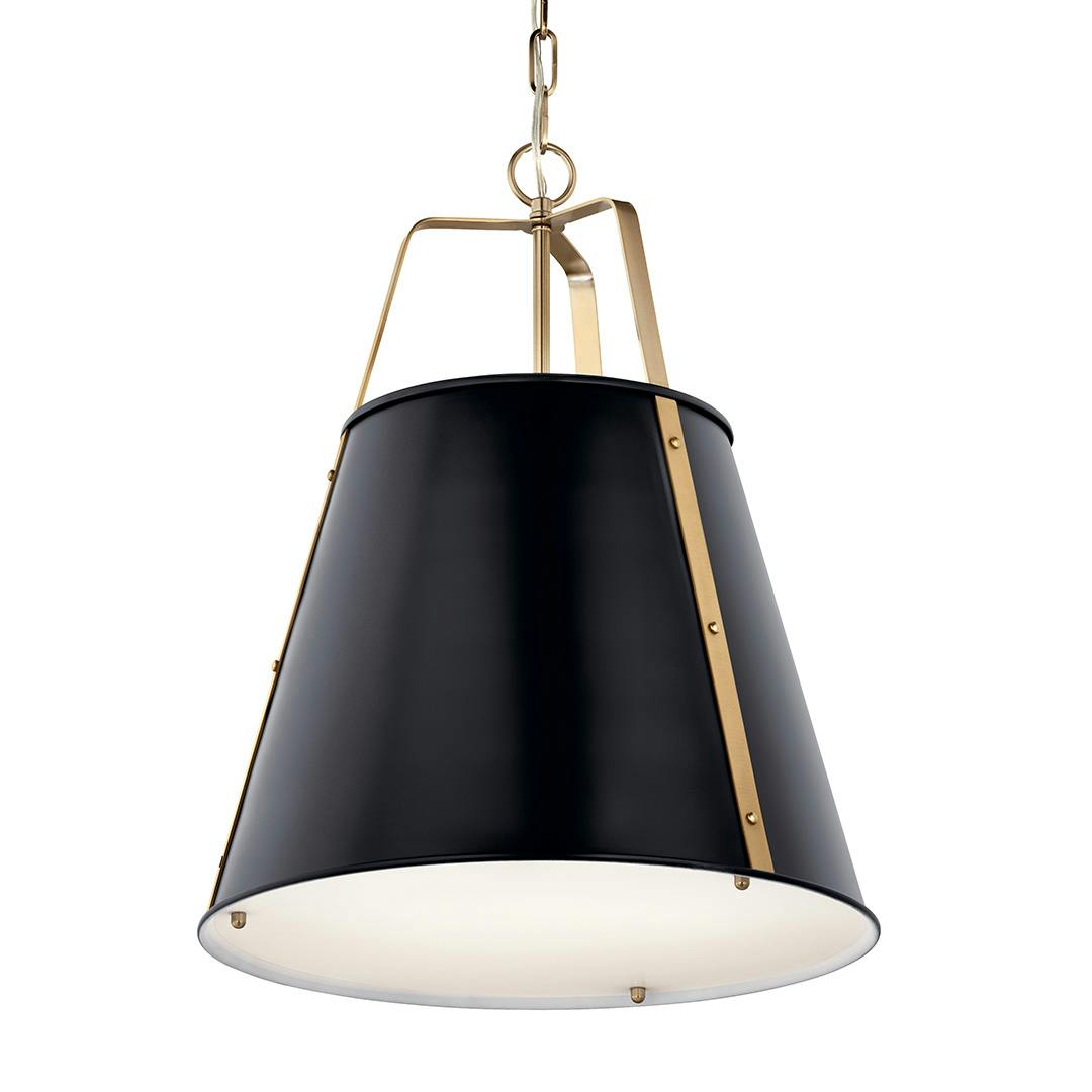 The Etcher 18 Inch 2 Light Pendant with Etched Painted White Glass Diffuser in Black and Champagne Bronze on a white background