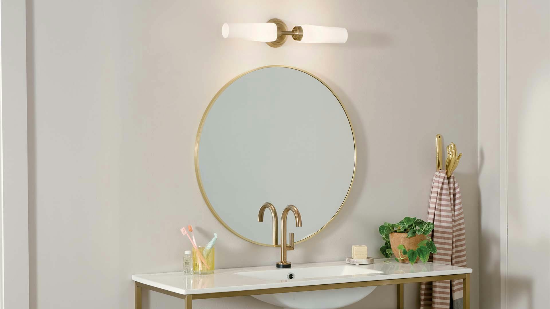 2 light Truby Sconce mounted over mirror and vanity