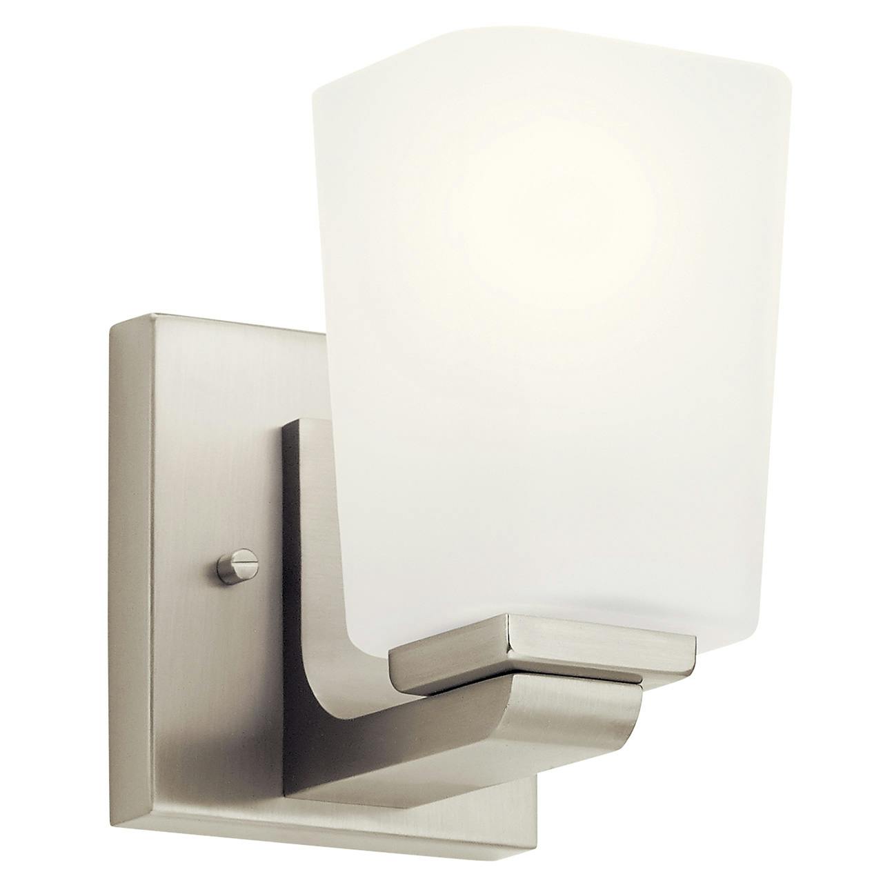 Roehm™ 1 Light Wall Sconce Brushed Nickel on a white background