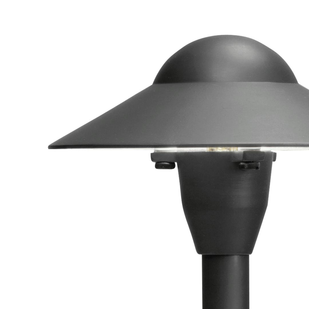 Close up of 12V 6" Dome Path Light Textured Black on a white background