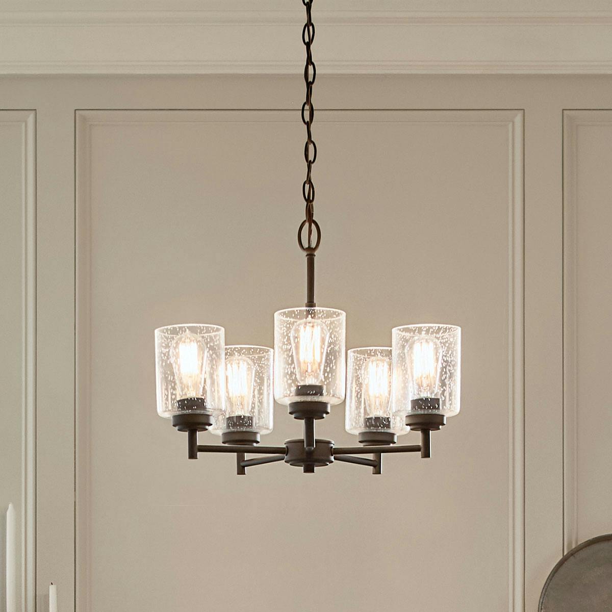 Day time dining room image featuring Winslow chandelier 44030BK