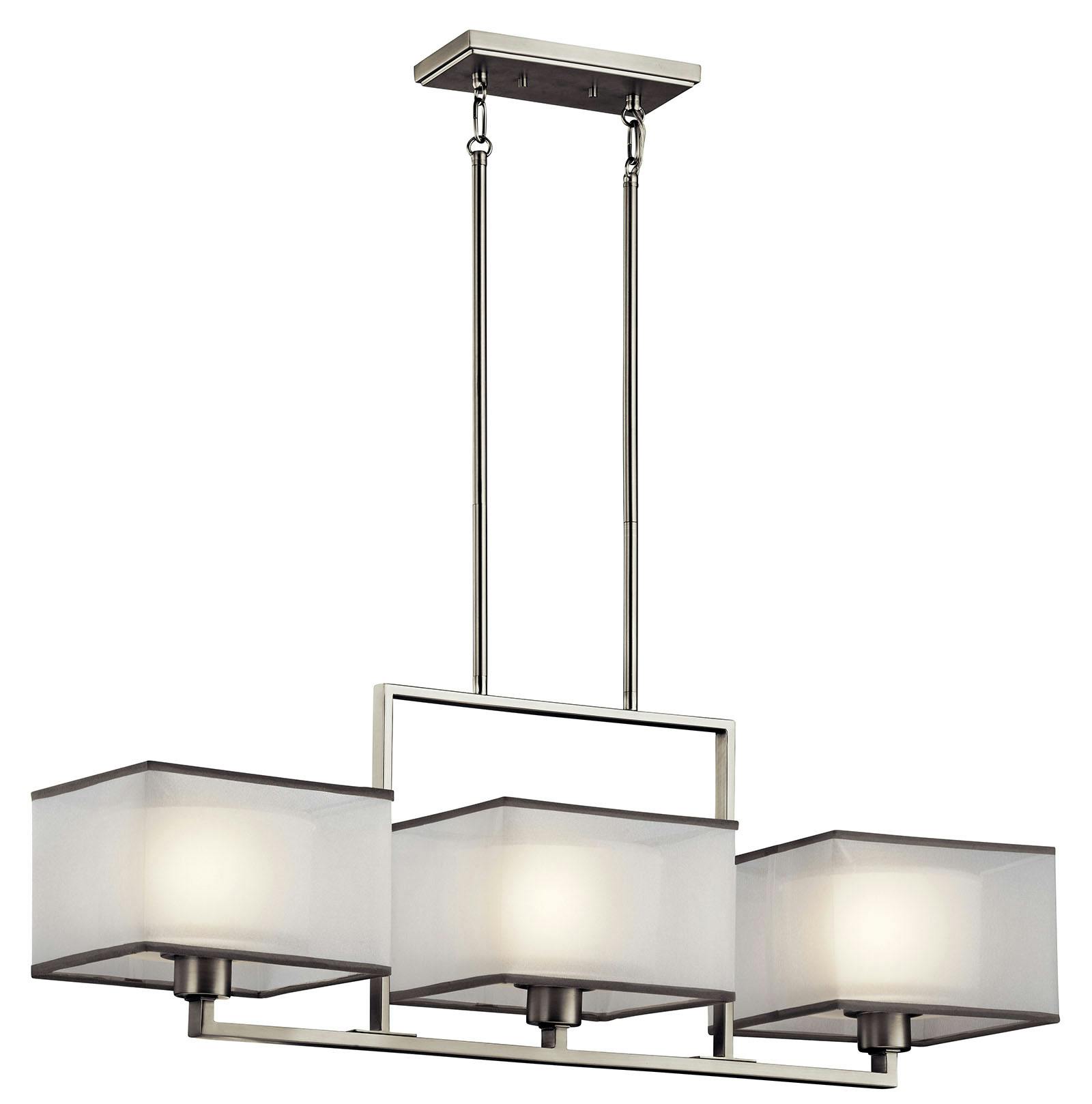 Kailey 3 Light Linear Chandelier Nickel on a white background