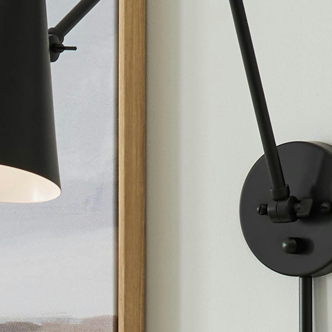 Day time office with Sylvia 1 Light Wall Sconce Black