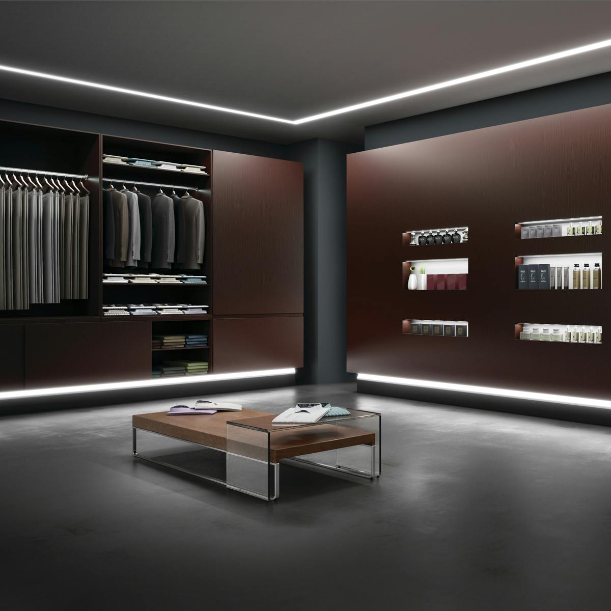 Retail setting with extruded channel lighting all on