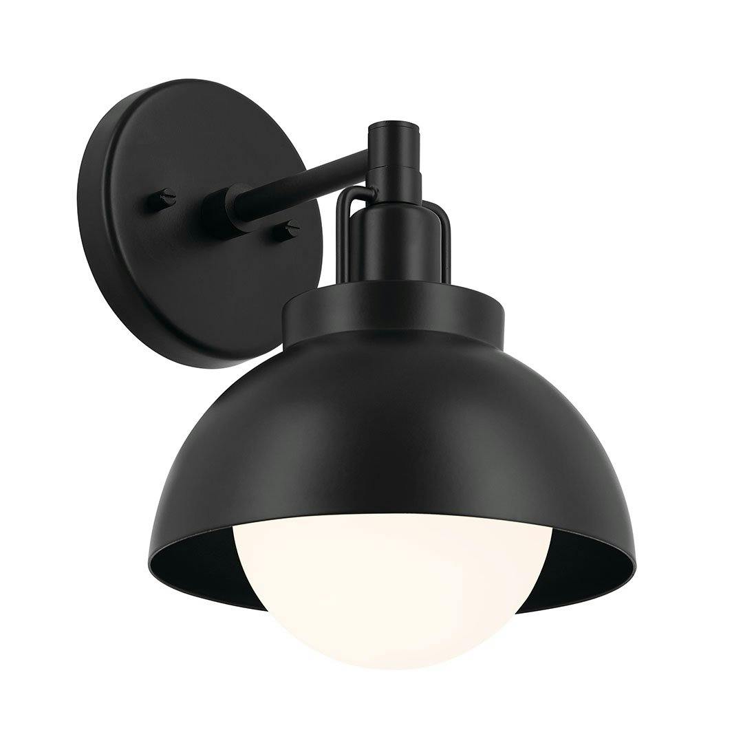 Niva 11.25 Inch 1 Light Convertible Semi Flush with Satin Etched Cased Opal Glass in Black on a white background