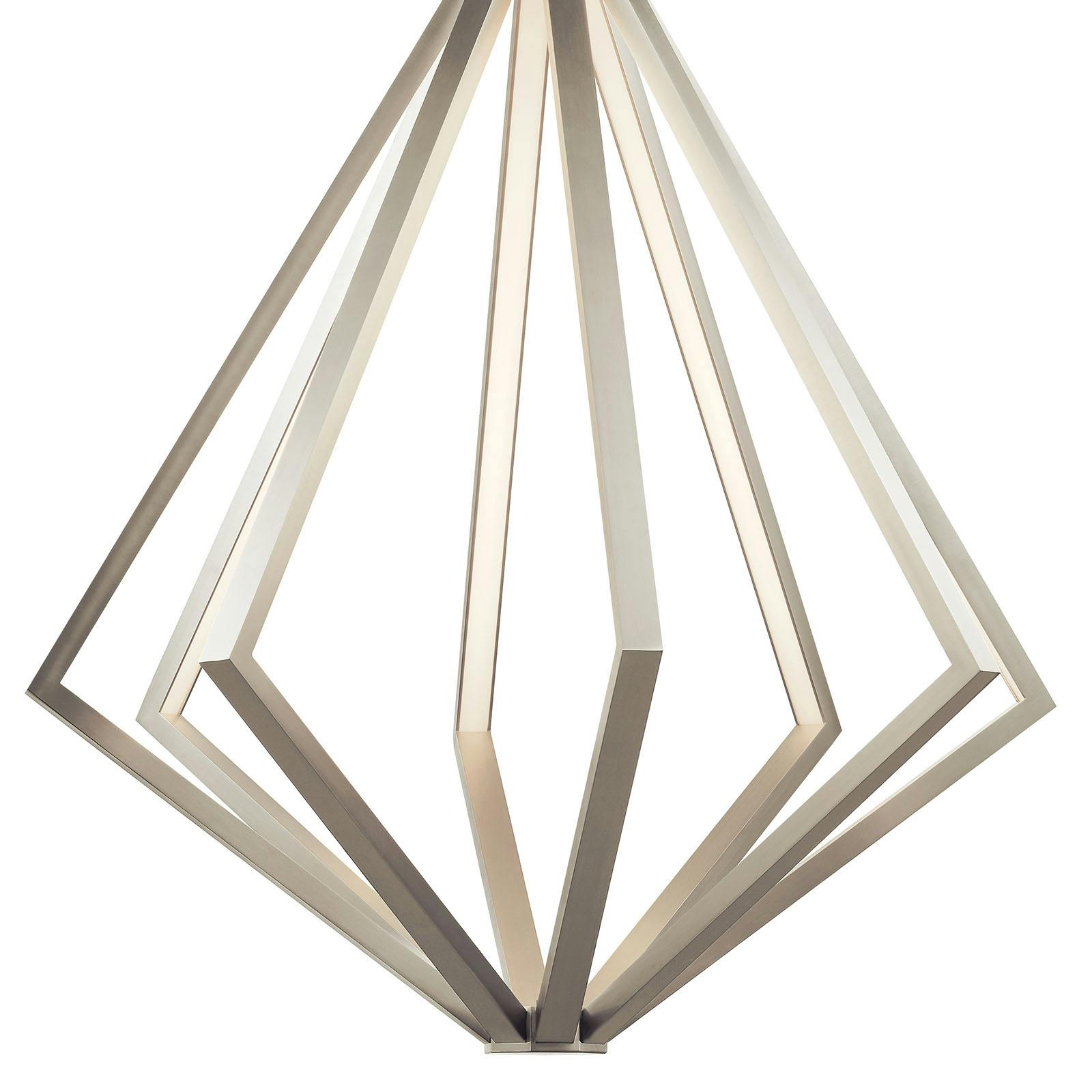 Close up view of the Everest 32" LED Pendant Satin Nickel on a white background