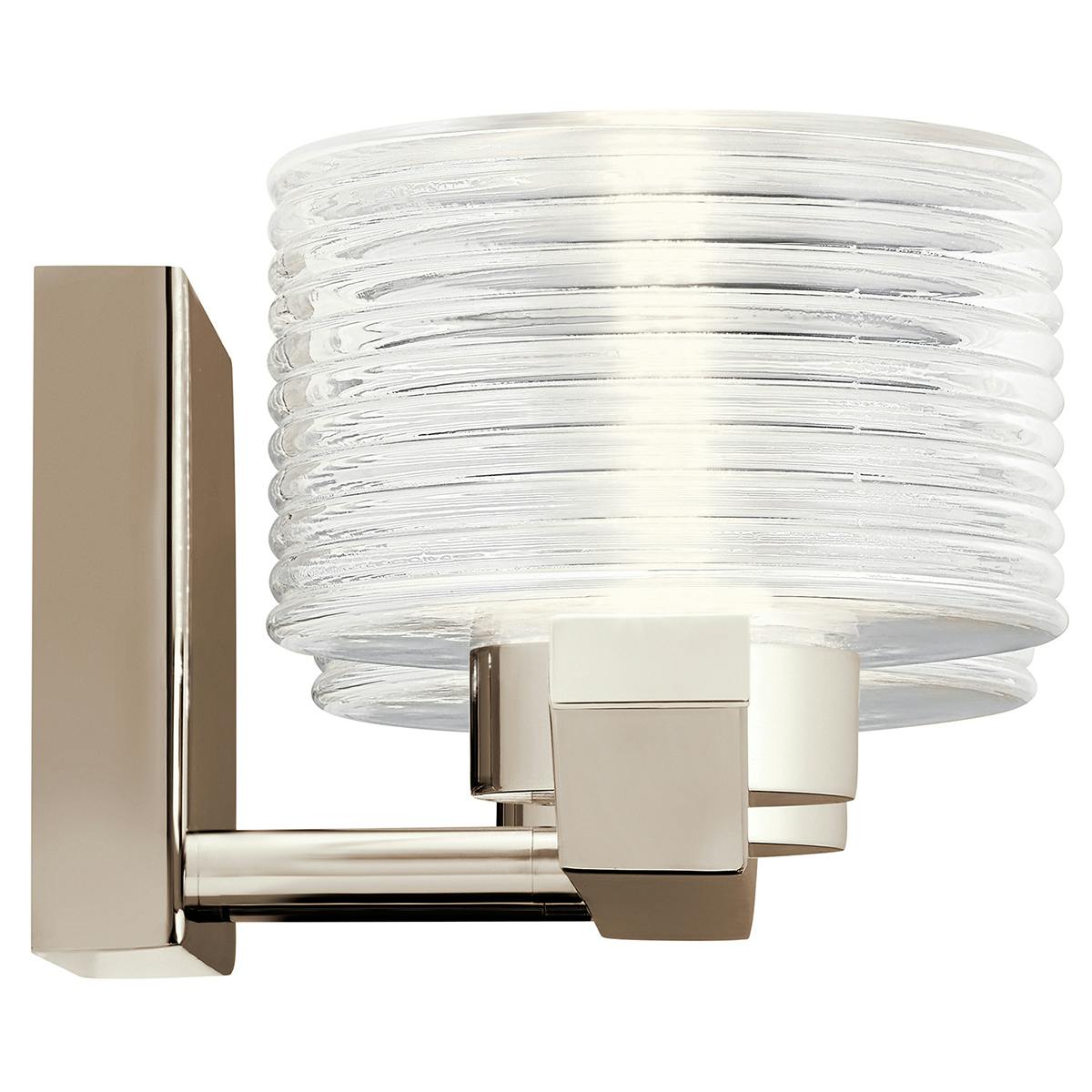 Profile view of the Lasus 2 Light LED Vanity Light Nickel on a white background