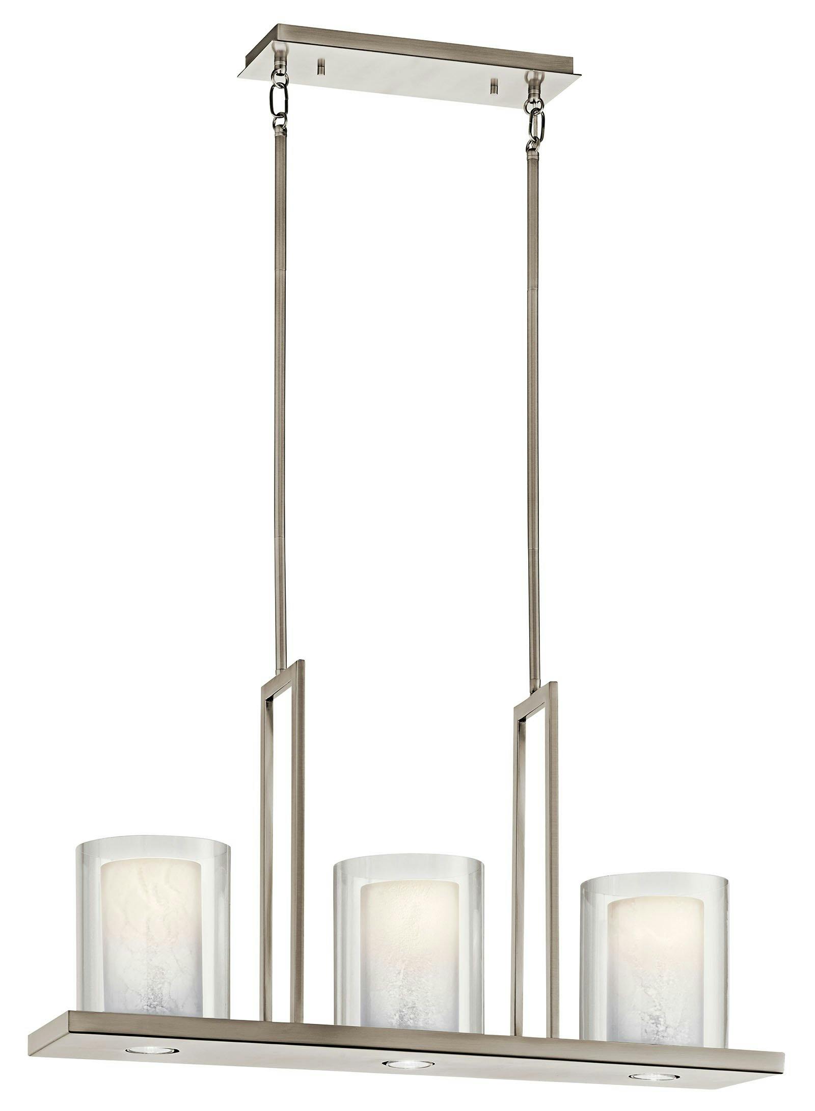 Triad 31.25" Linear Chandelier Pewter on a white background