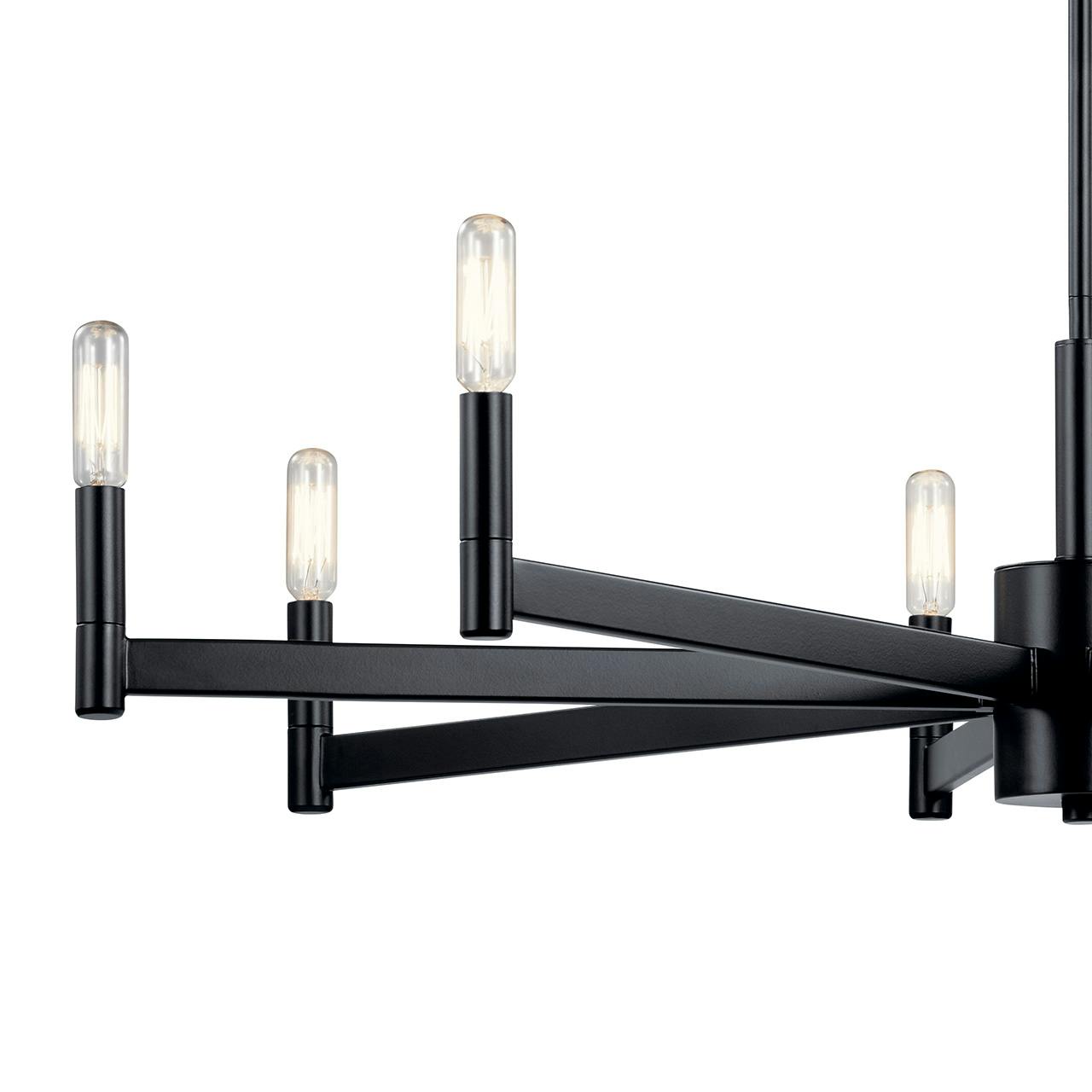 Close up view of the Erzo™ 8 Light Chandelier in Black on a white background