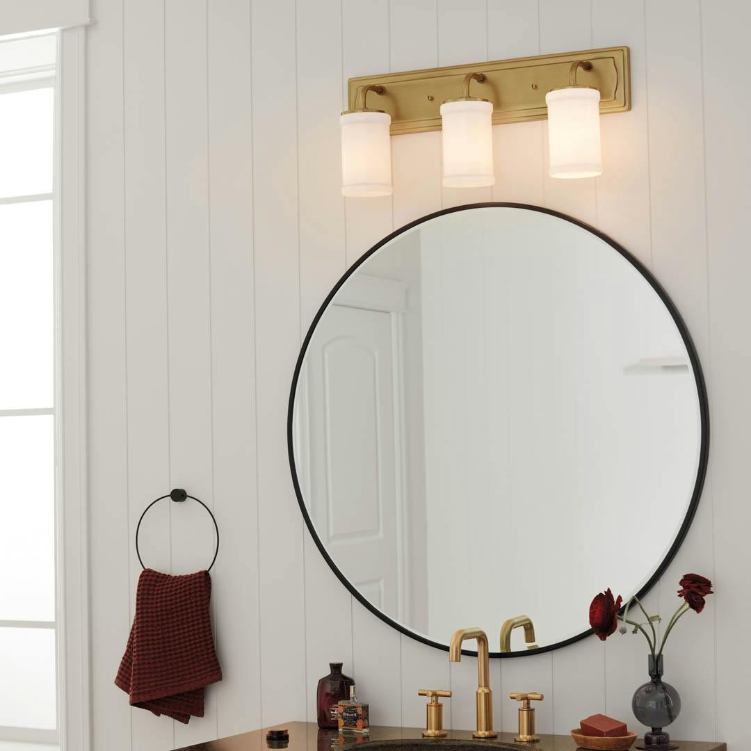 Day time bathroom featuring Vetivene vanity light 55131NBR