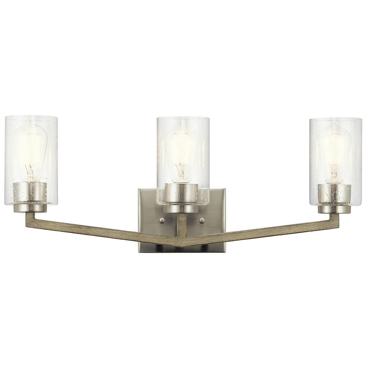 Front view of the Deryn™ 24"  Vanity Light Antique Grey on a white background