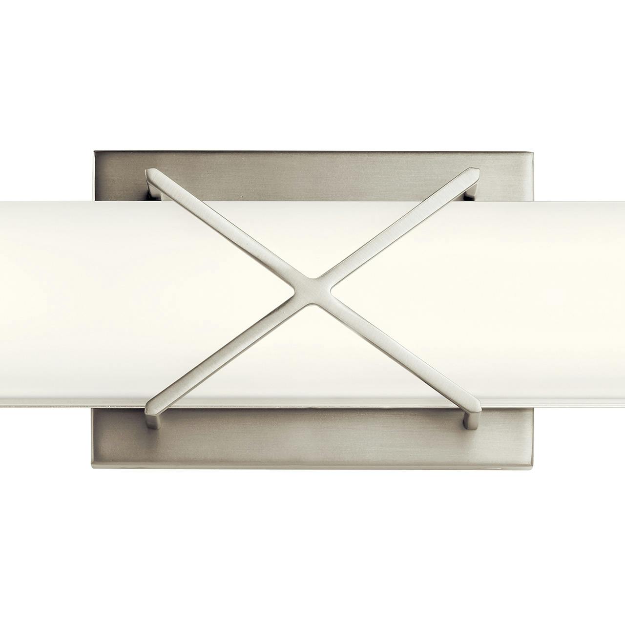 Close up view of the Trinsic™ 32" LED Vanity Light Nickel on a white background
