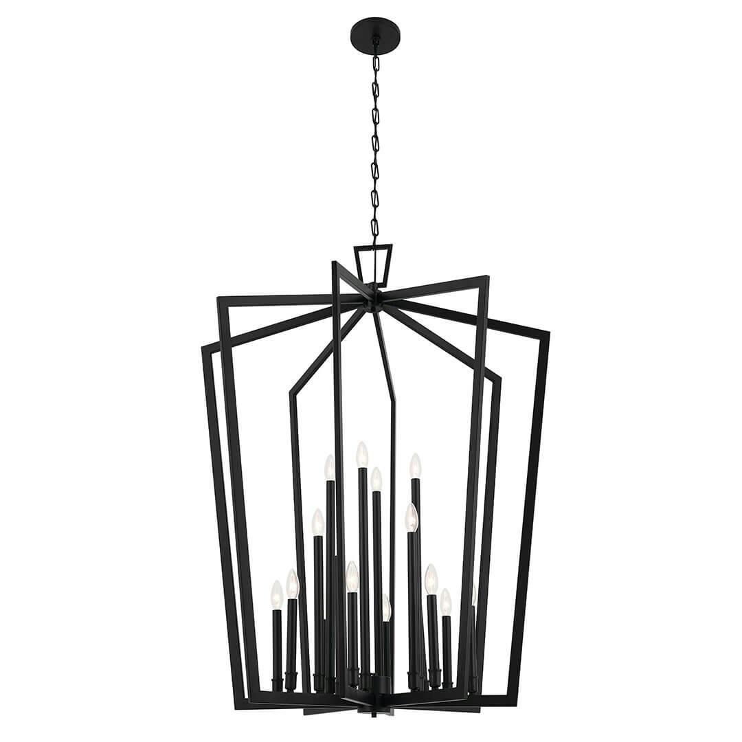 The Abbotswell 49 Inch 16 Light Foyer Pendant in Black on a white background