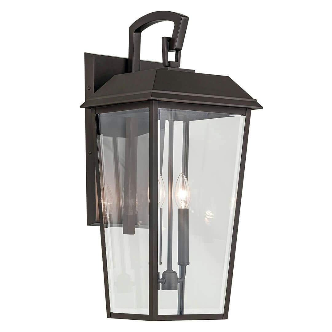 Front view of the Mathus 24.25" 2 Light Outdoor Wall Light with Clear Glass in Olde Bronze on a white background
