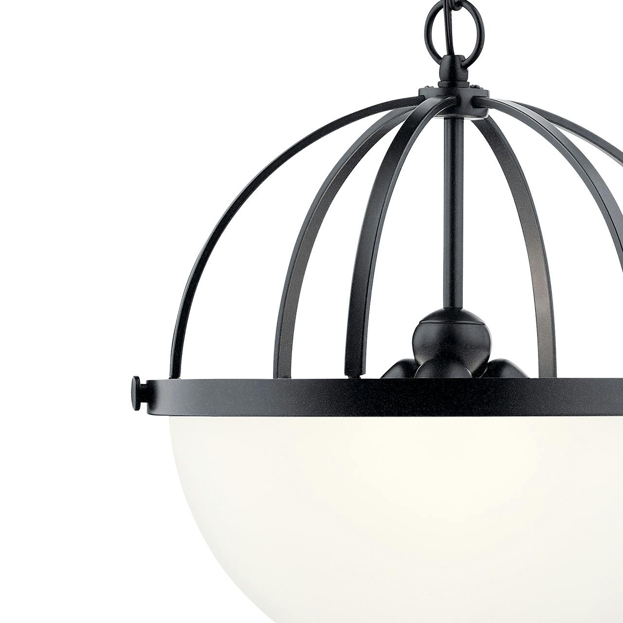 Close up view of the Edmar™ 3 Light Pendant in Black on a white background
