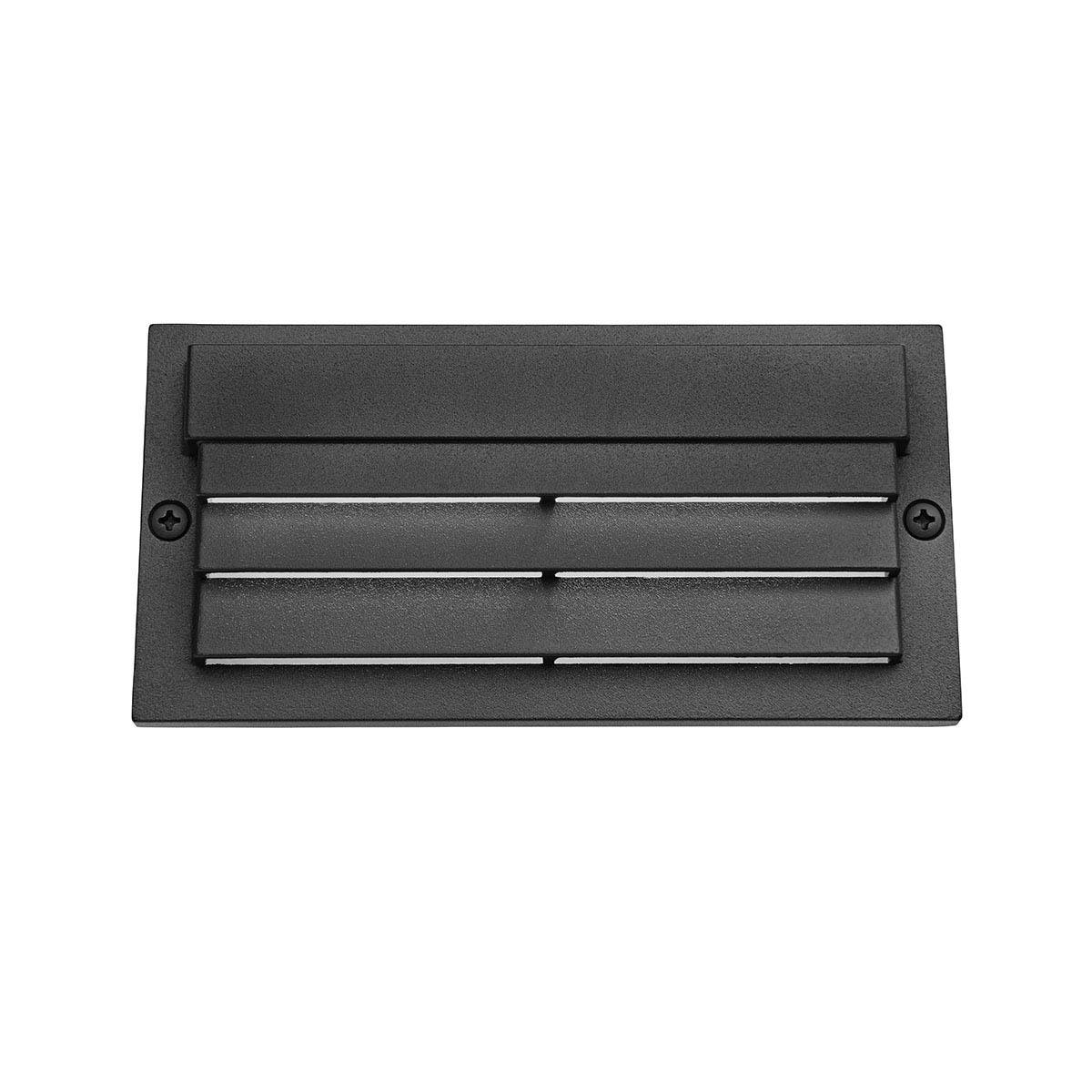 Front view of the 3000K Louvered Surface Step Light Black on a white background