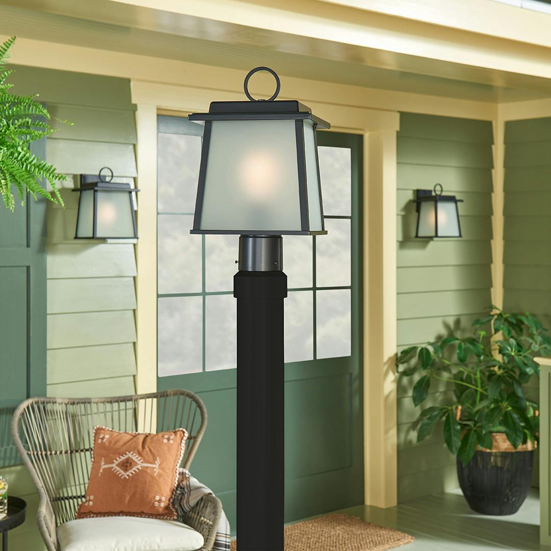Day time Exterior with Noward 7.5" 1 Light Post Lantern Black