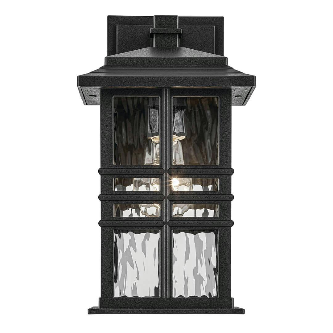Front view of the Beacon Square 12" 1-Light Outdoor Wall Light in Textured Black on a white background