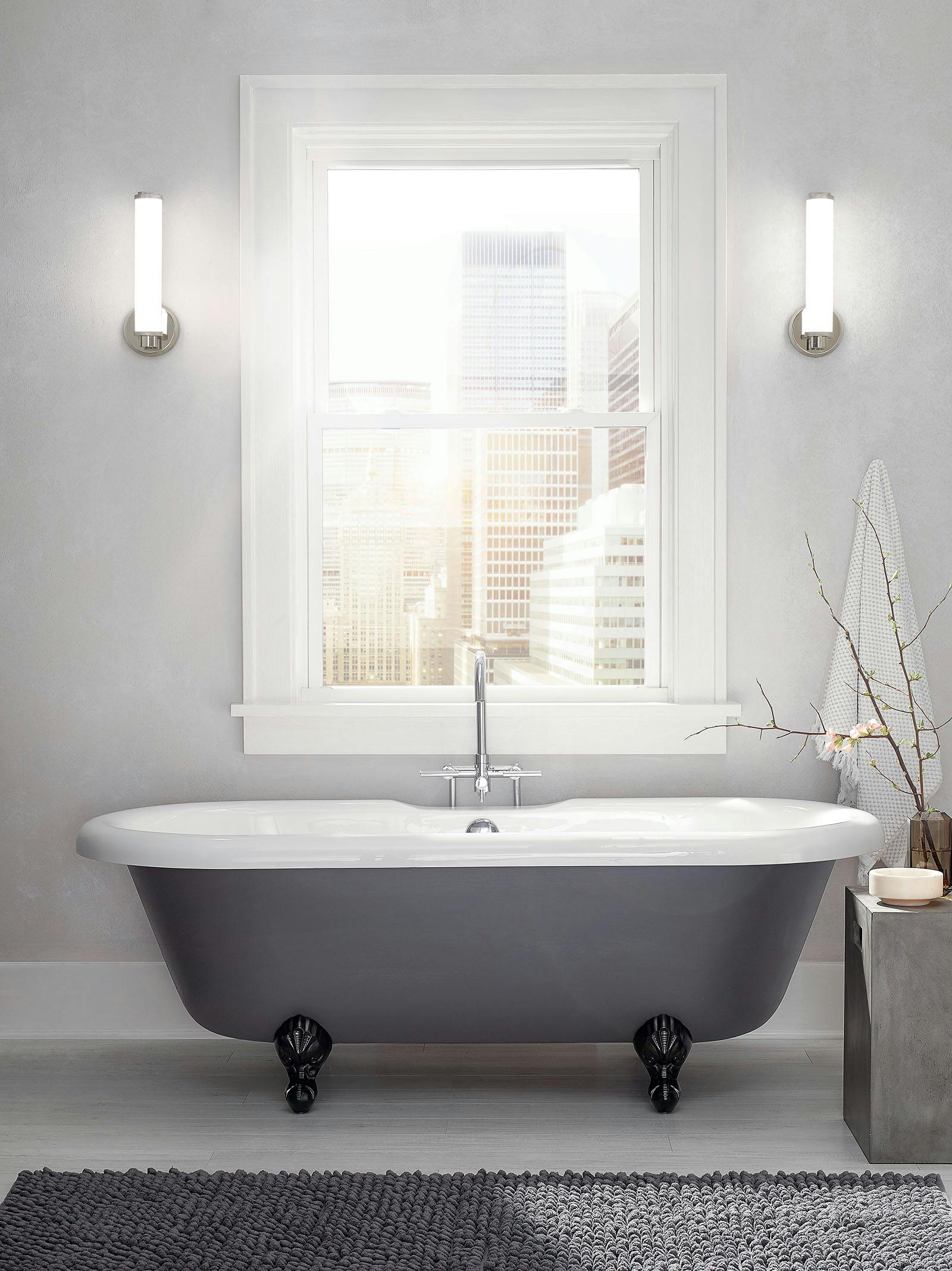 Day time Bathroom featuring Indeco vanity light 45686PNLED