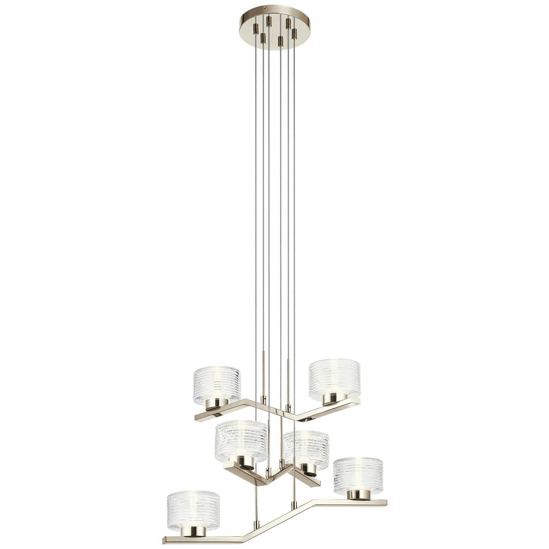Lasus 6 Light LED Chandelier Nickel on a white background