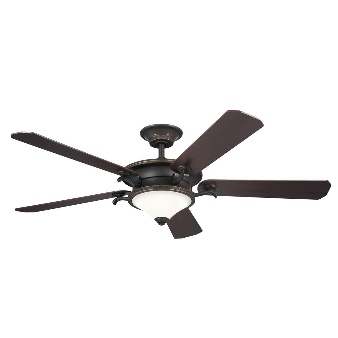 60" Rise 5 Blade LED Indoor Ceiling Fan Olde Bronze on a white background