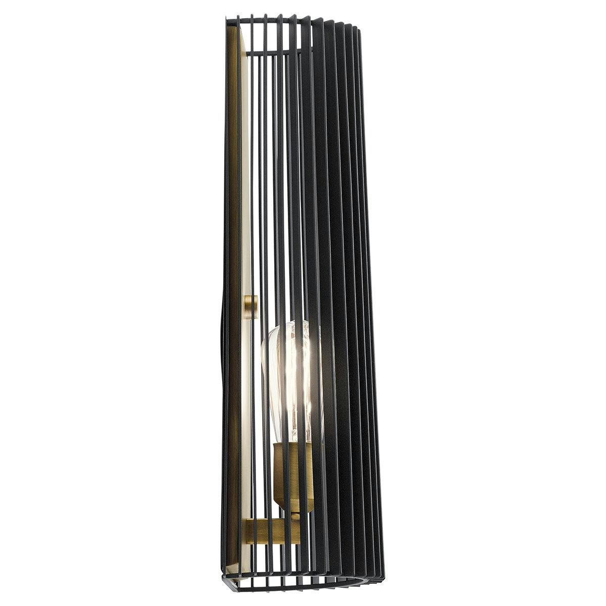 Profile view of the Linara 1 Light Wall Sconce Black on a white background