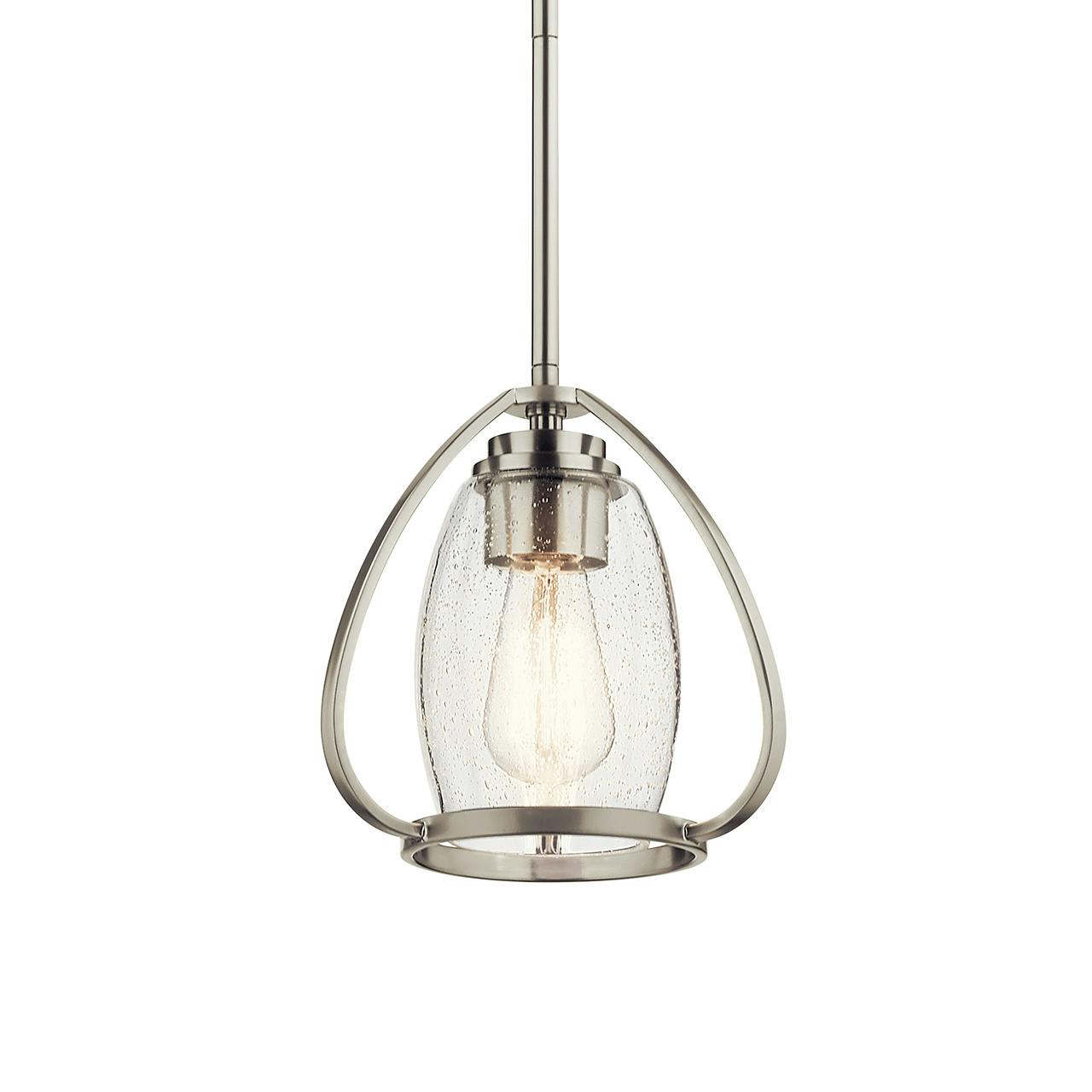 Tuscany 1 Light Mini Pendant in Nickel without the canopy on a white background