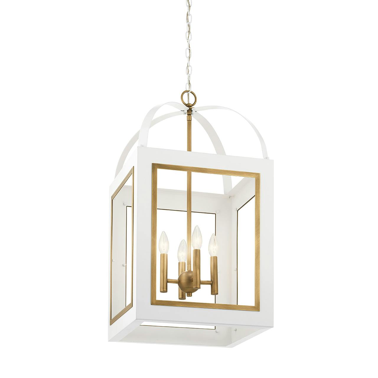 Vath 4 Light Foyer Pendant White & Brass without the canopy on a white background
