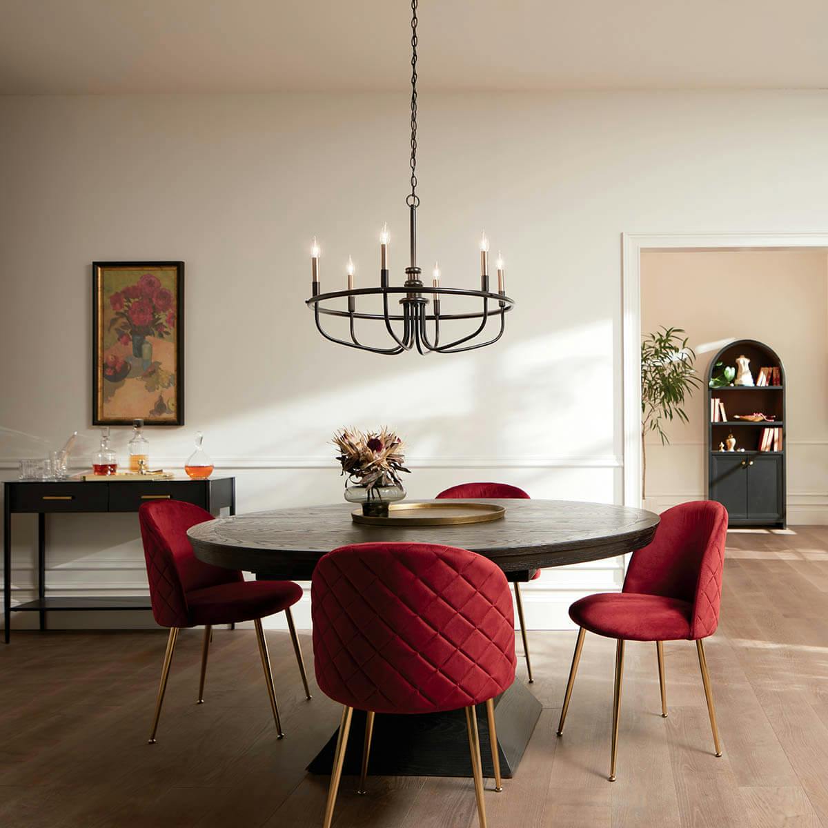 Day time Dining Room with Capitol Hill 6 Light Chandelier Black
