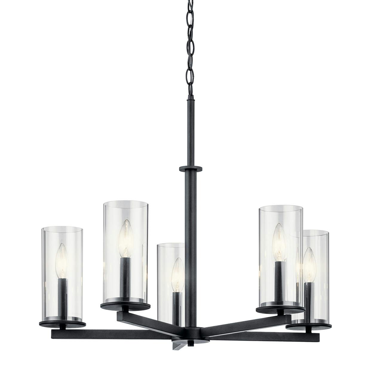 Crosby 5 Light Chandelier Black without the canopy on a white background