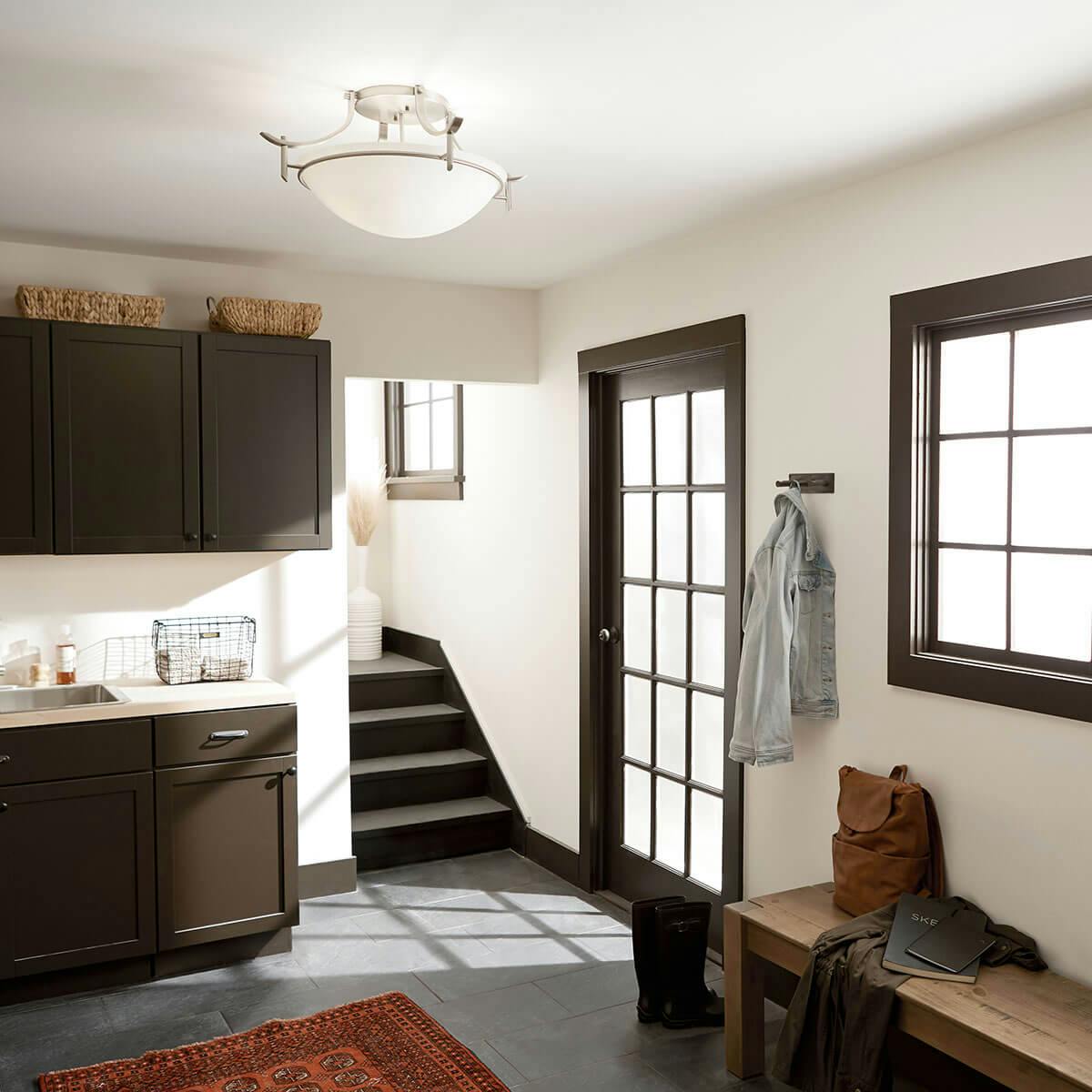 Day time mudroom image featuring Olympia flush mount light 3606AP