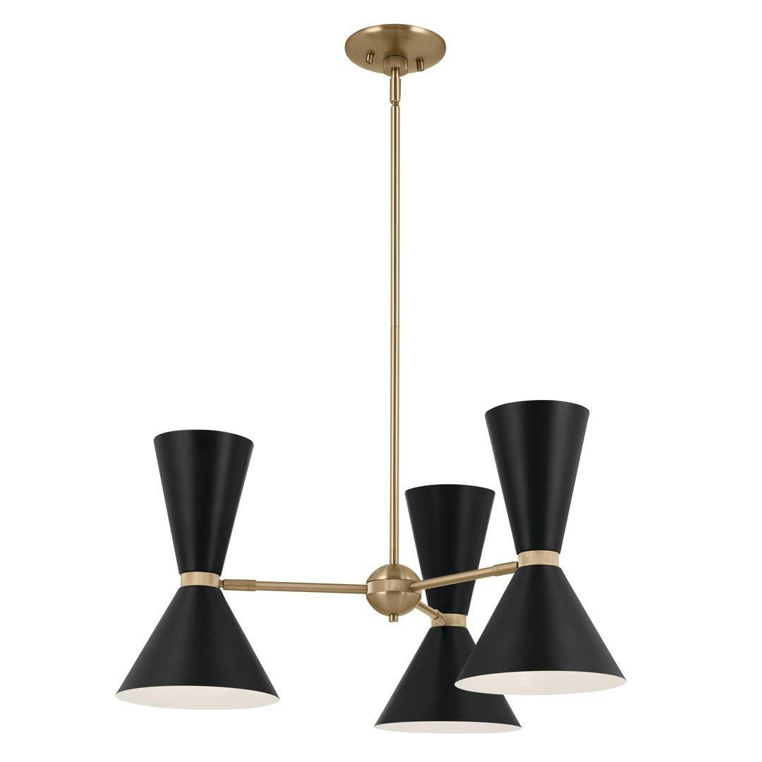 Phix 30.75 Inch 6 Light Chandelier in Champagne Bronze with Black on a white background