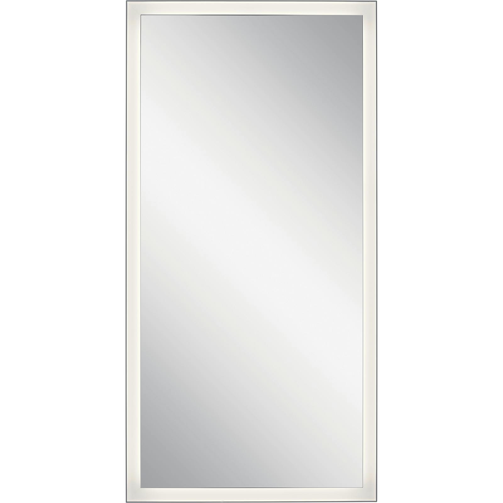 Front view of the Ryame™ 30" Lighted Mirror Silver on a white background