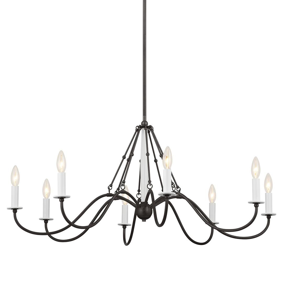 Freesia 8 Light Chandelier Anvil Iron with White Accents on a white background