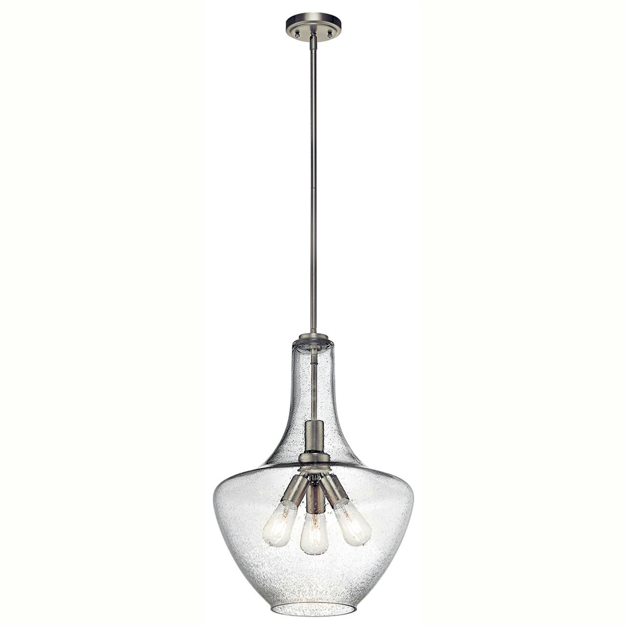 Everly 22.75" 3 Light Pendant Nickel on a white background