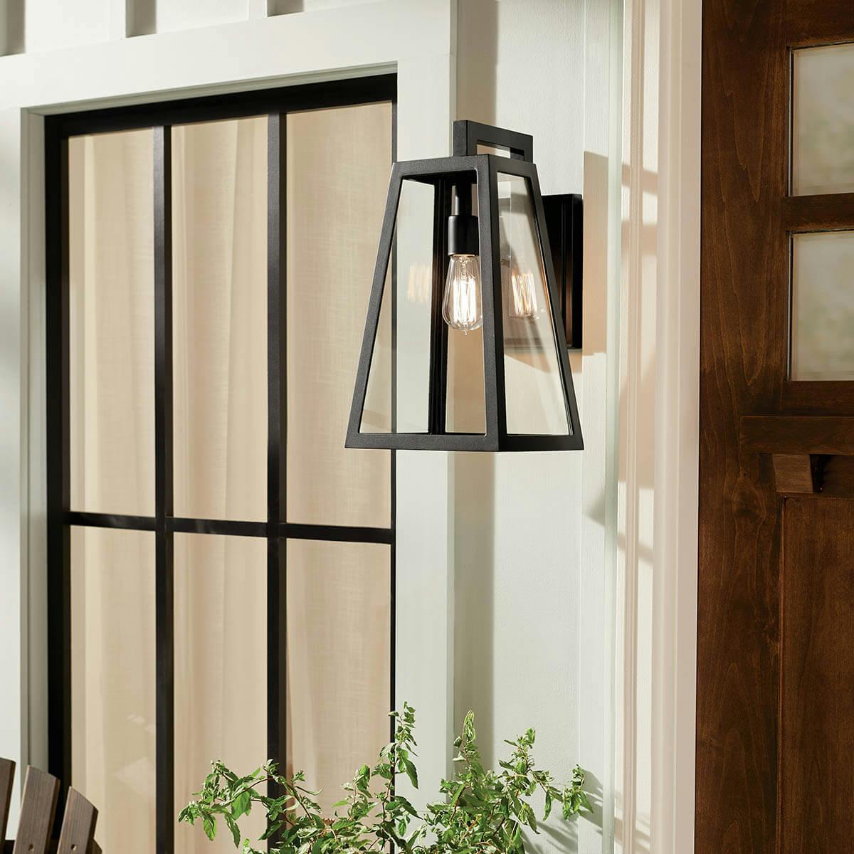 Day time porch with Delison 16.75 " 1 Light Wall Light Black