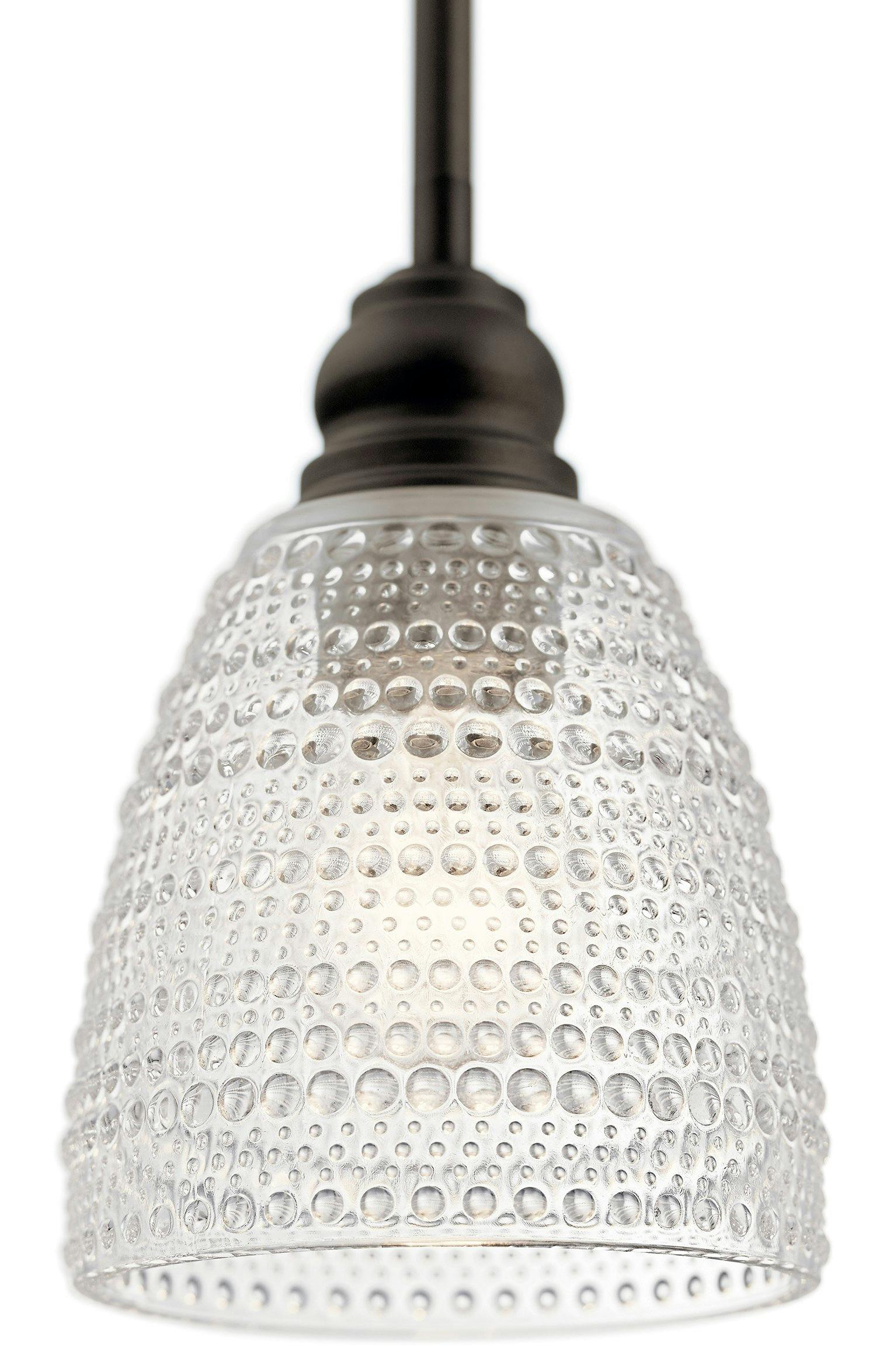 Close up view of the Karmarie 1 Light Mini Pendant Olde Bronze on a white background