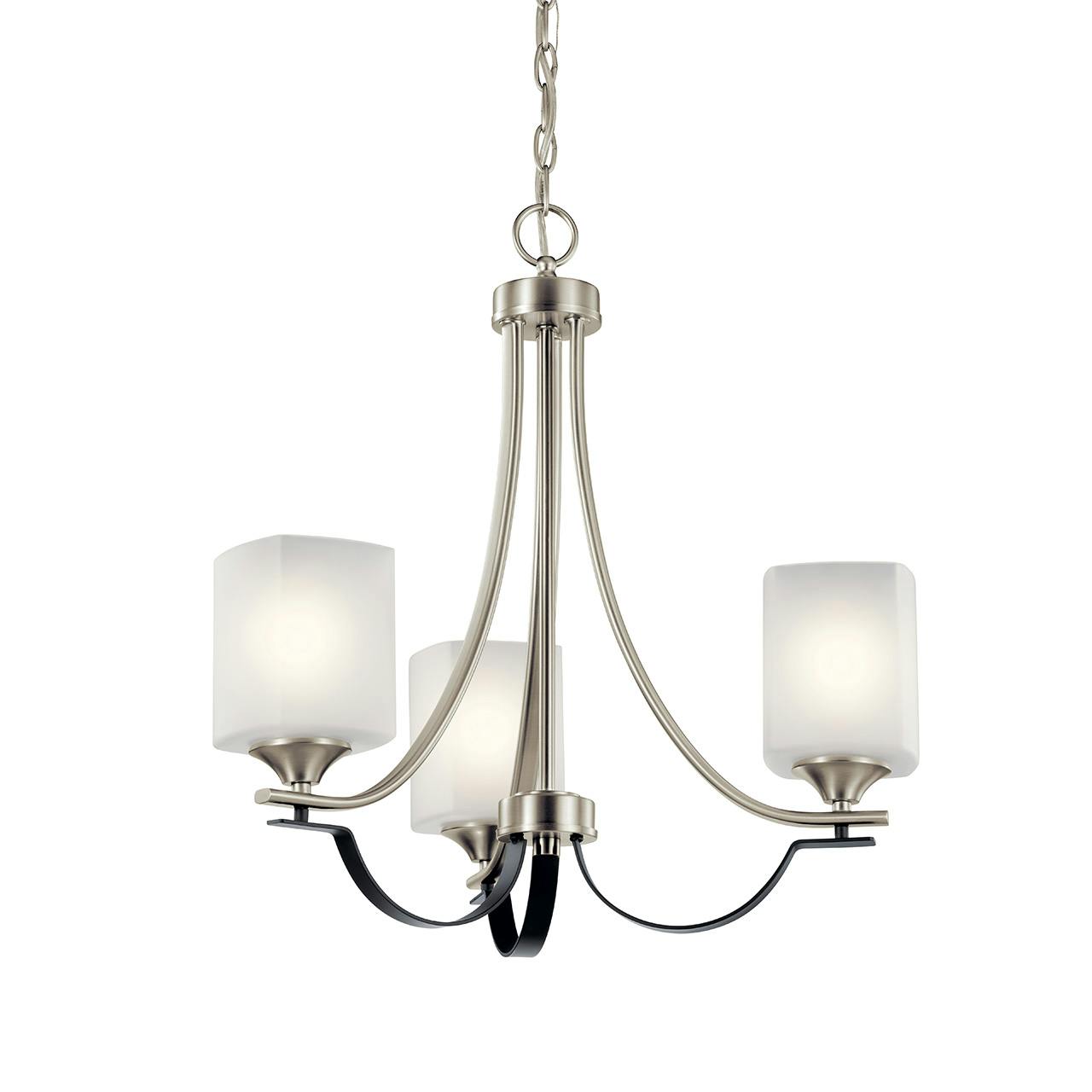 Tula 21" Convertible Chandelier Nickel without the canopy on a white background