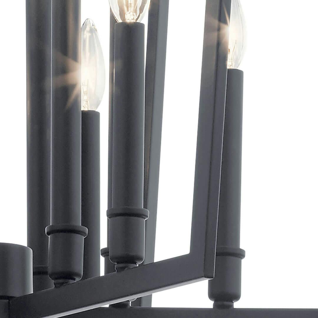 Close up of Abbotswell 30" Foyer Chandelier Black on a white background